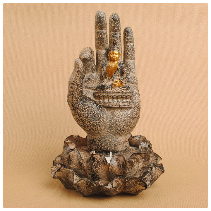 ENLIGHTENMENT IN YOUR PALM  STATUE - 7 INCH POLYSTONE/RESIN