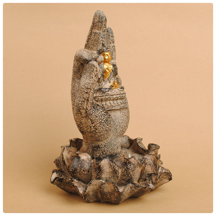 ENLIGHTENMENT IN YOUR PALM  STATUE - 7 INCH POLYSTONE/RESIN